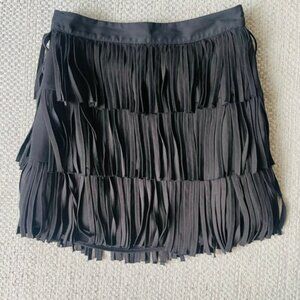 Forever 21 black mini skirt fringe western Small
